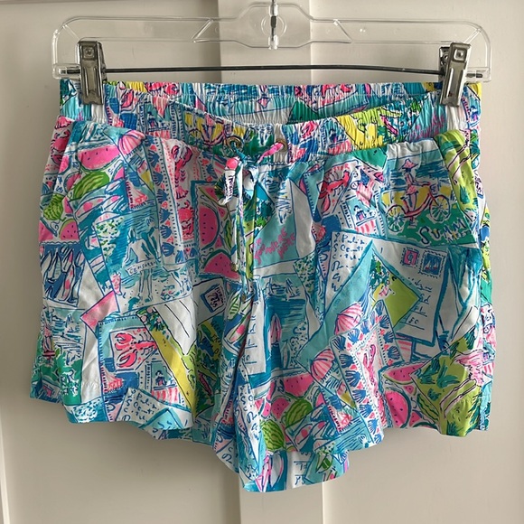 EUC Lilly Pulitzer Katia Shorts pull up Pop Up Wish You Were Here XS - Picture 1 of 9